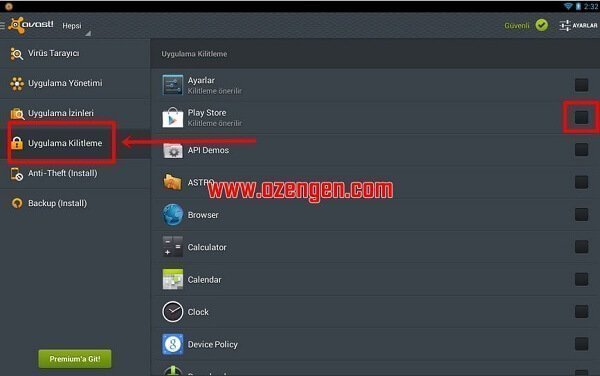 uygulama kilit